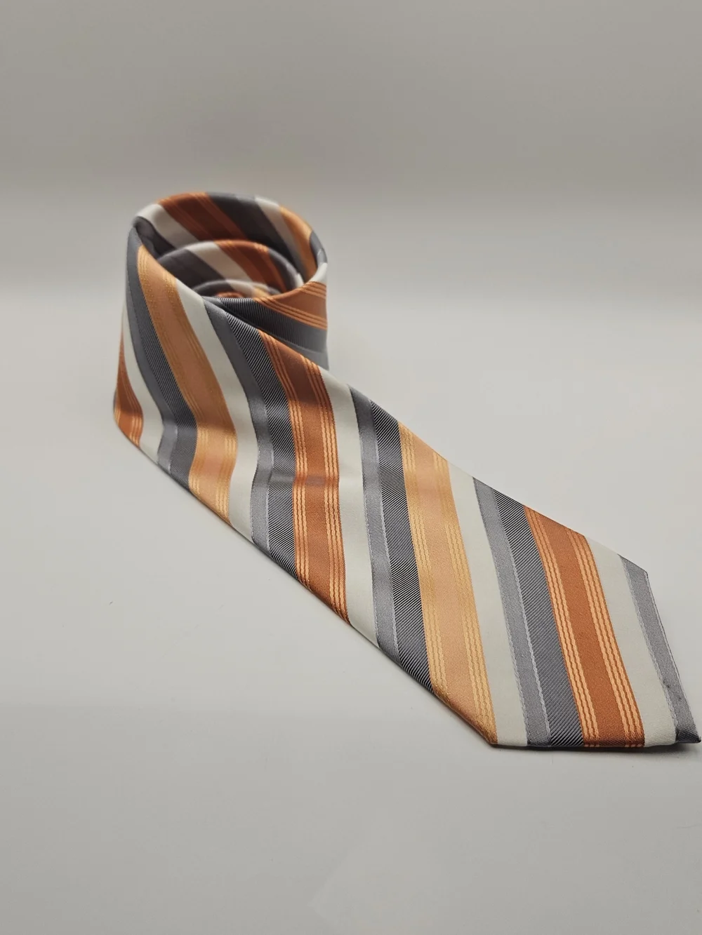 Vintage Striped Orange and Gray Jeffery Beene Men's Tie Hand Made #4148